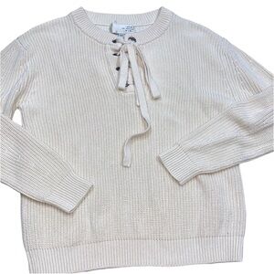 J.O.A ivory cable knit lace up sweater size medium